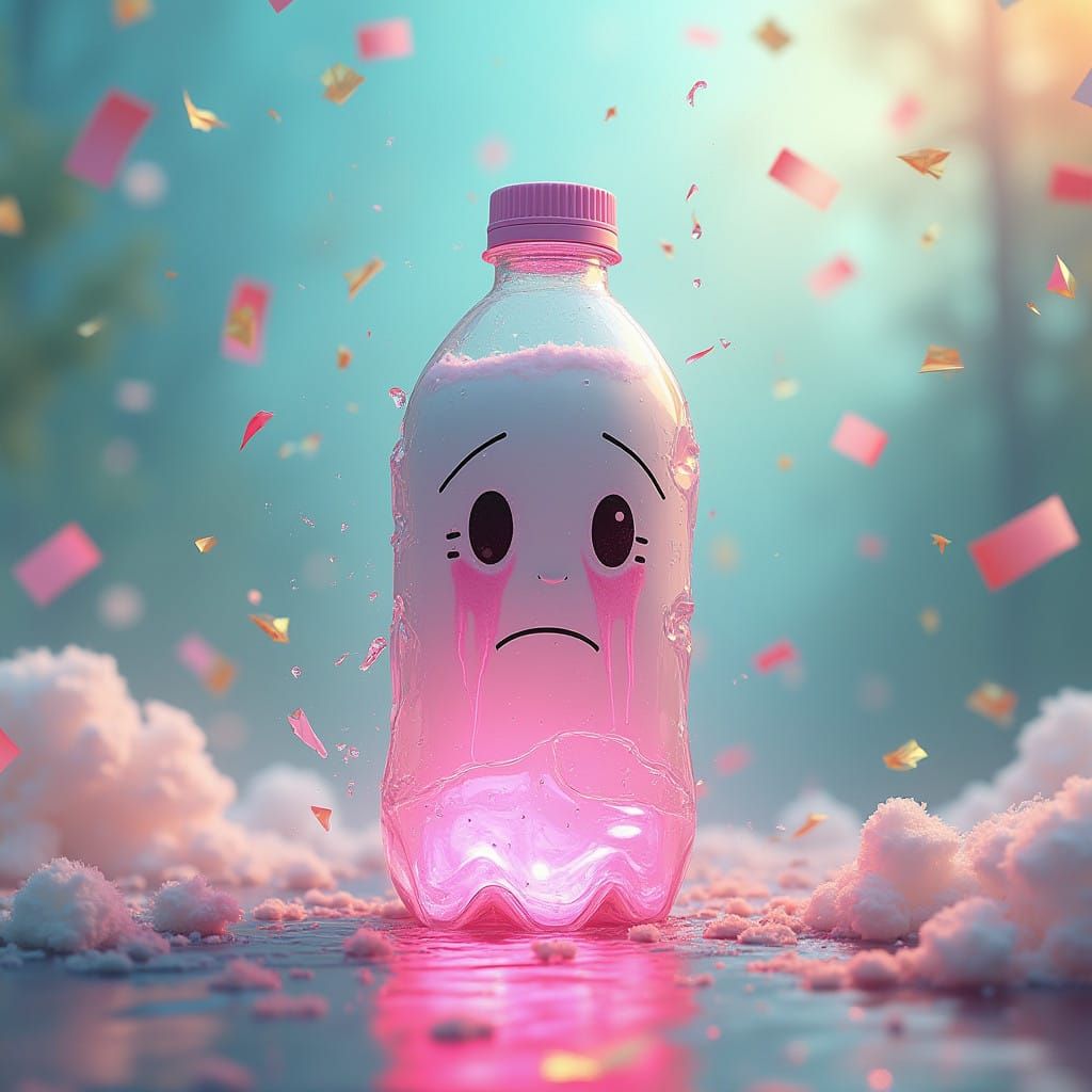 Surreal Bottle's Sorrowful Solace in Vibrant Chaos