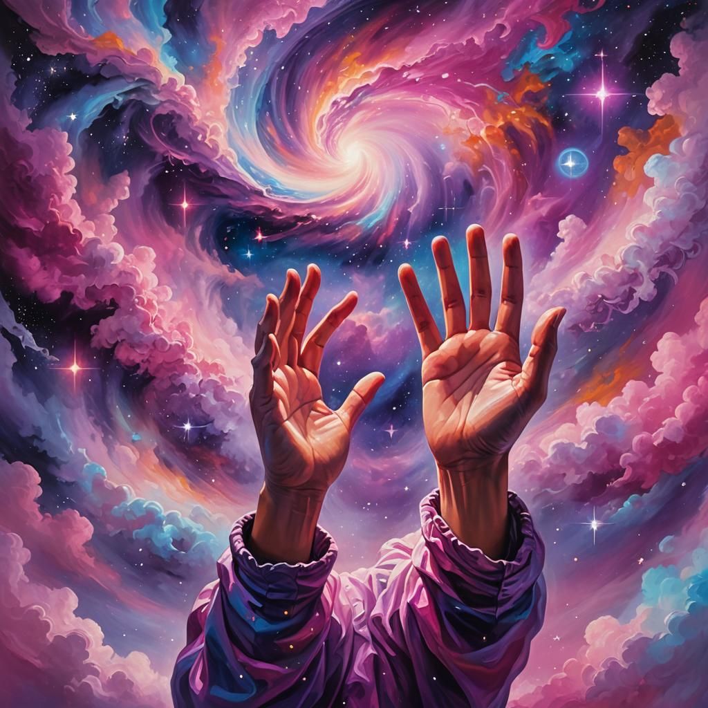 Cosmic Love Radiates in a Van Gogh Inspired Oil Painting