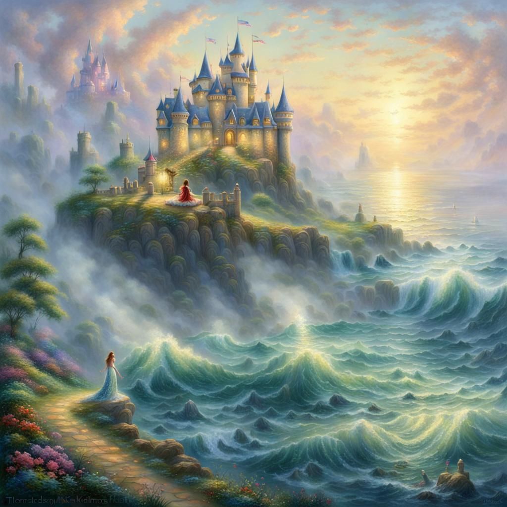 Mermaid Princess by Sea Castle: Ethereal Fantasy