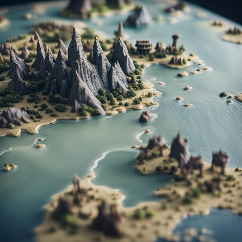 Detailed 3D Map of Fantasy Continents