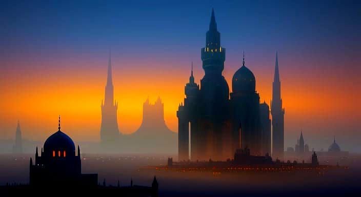 Ancient Middle Eastern Temple in the Desert