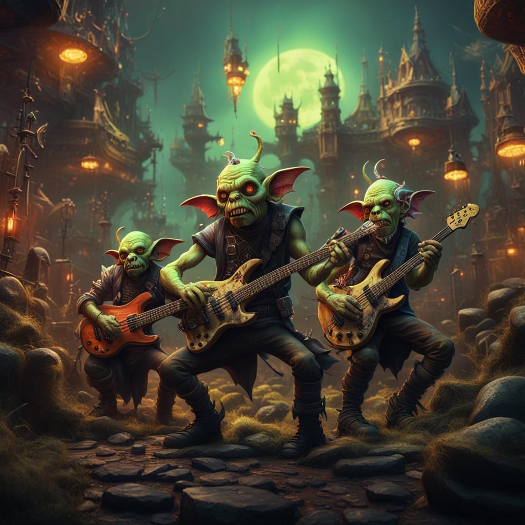 Goblin Punk Rock Band, Detailed Matte Painting