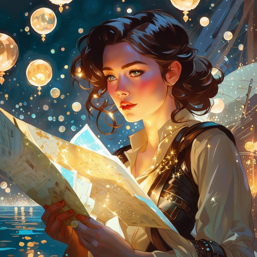 Treasure Hunter in Fantasy Landscape, Digital Art