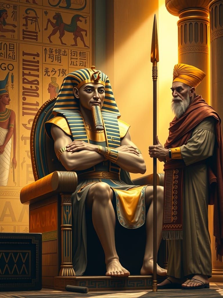 Egyptian Pharaoh in Throne Room