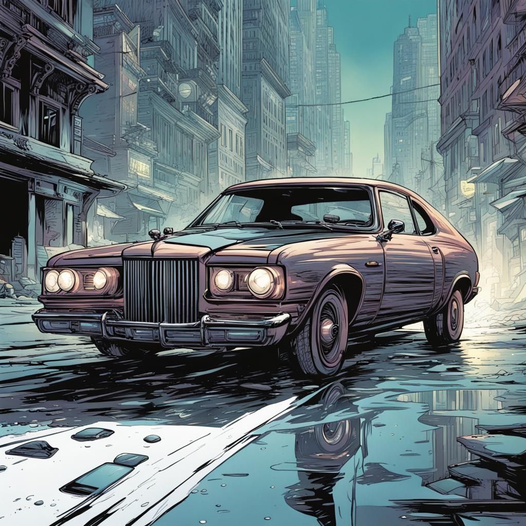 Car in Comic Book Art Style