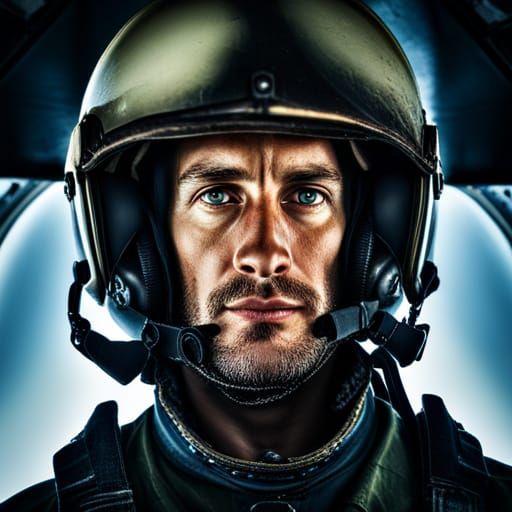 Ukrainian Air Force Pilot in War Photography Style
