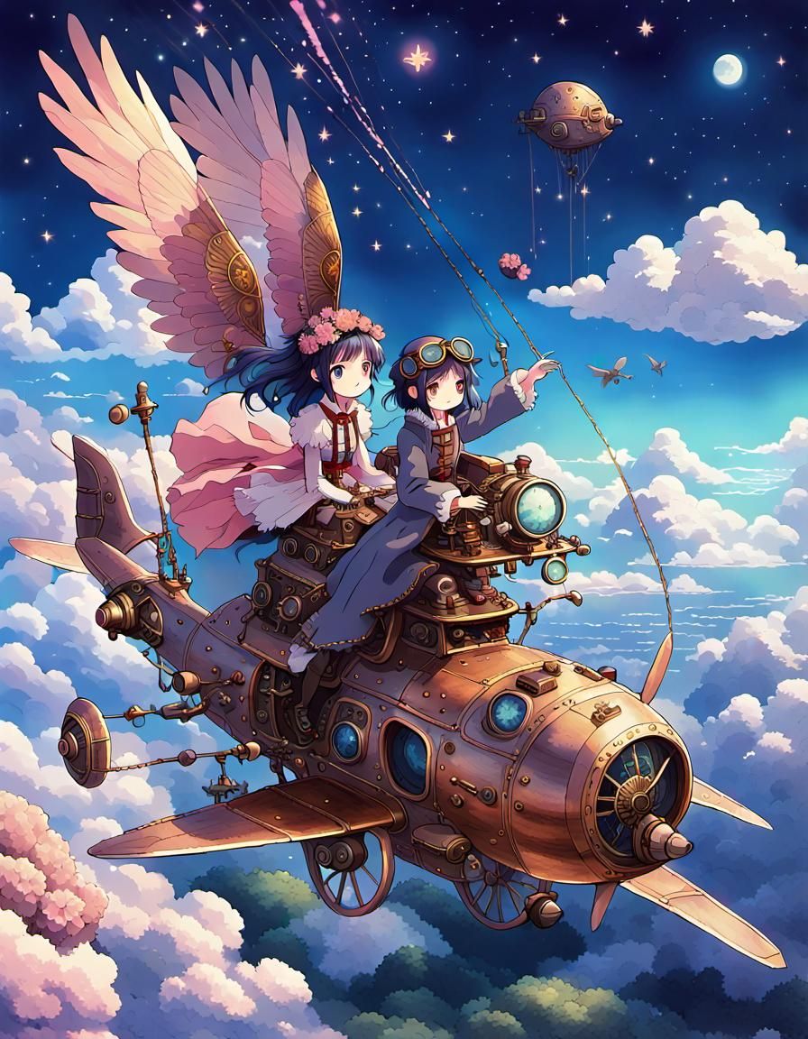 Steampunk Princess in Miyazaki Anime Style