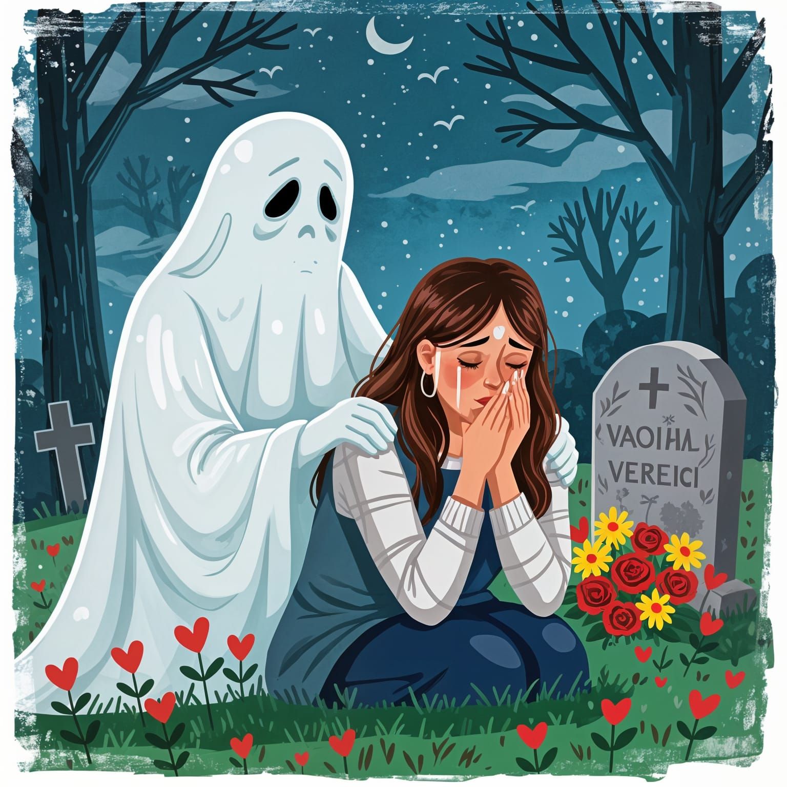 Ghost Watches Crying Wife at Grave on Valentine's Day