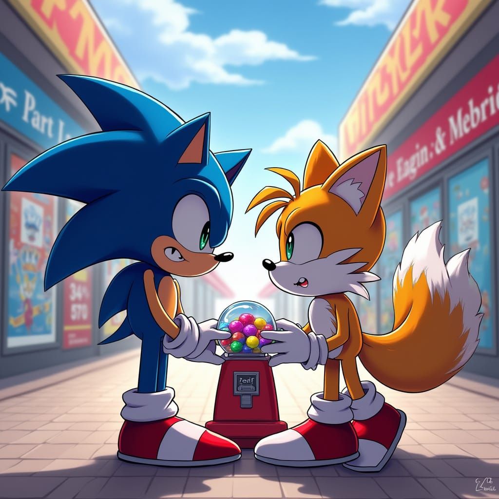 Sonic and Tails Engage in Epic Gumball Showdown in Vibrant M...