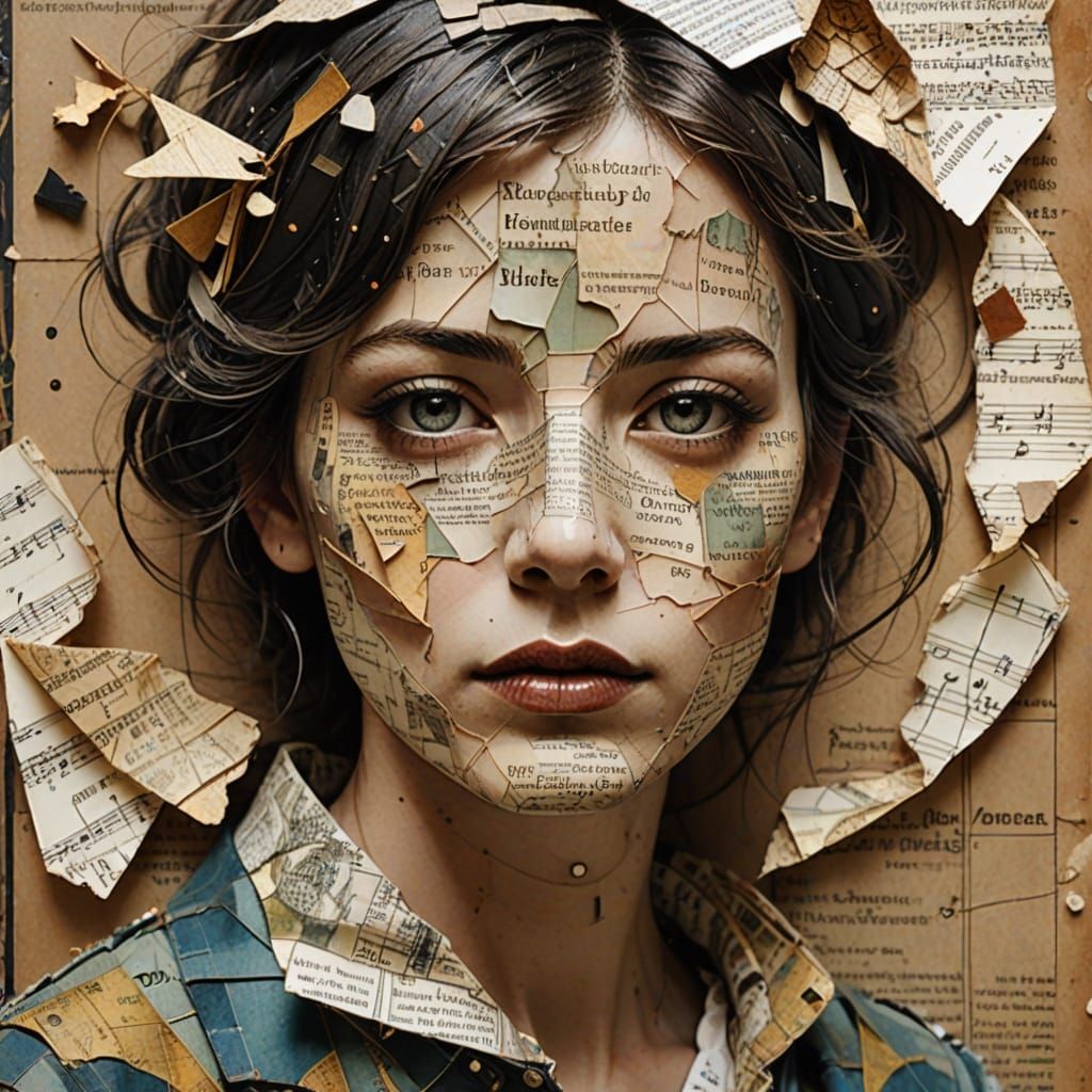 Mixed-Media Map Portrait in Dadaist Street Art Style