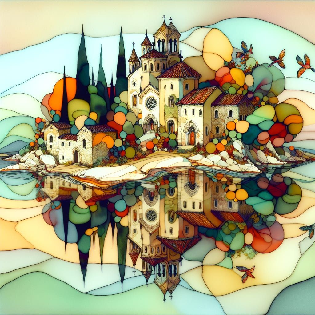 Tuscan Monastery Peninsula in Viennese Secession Style