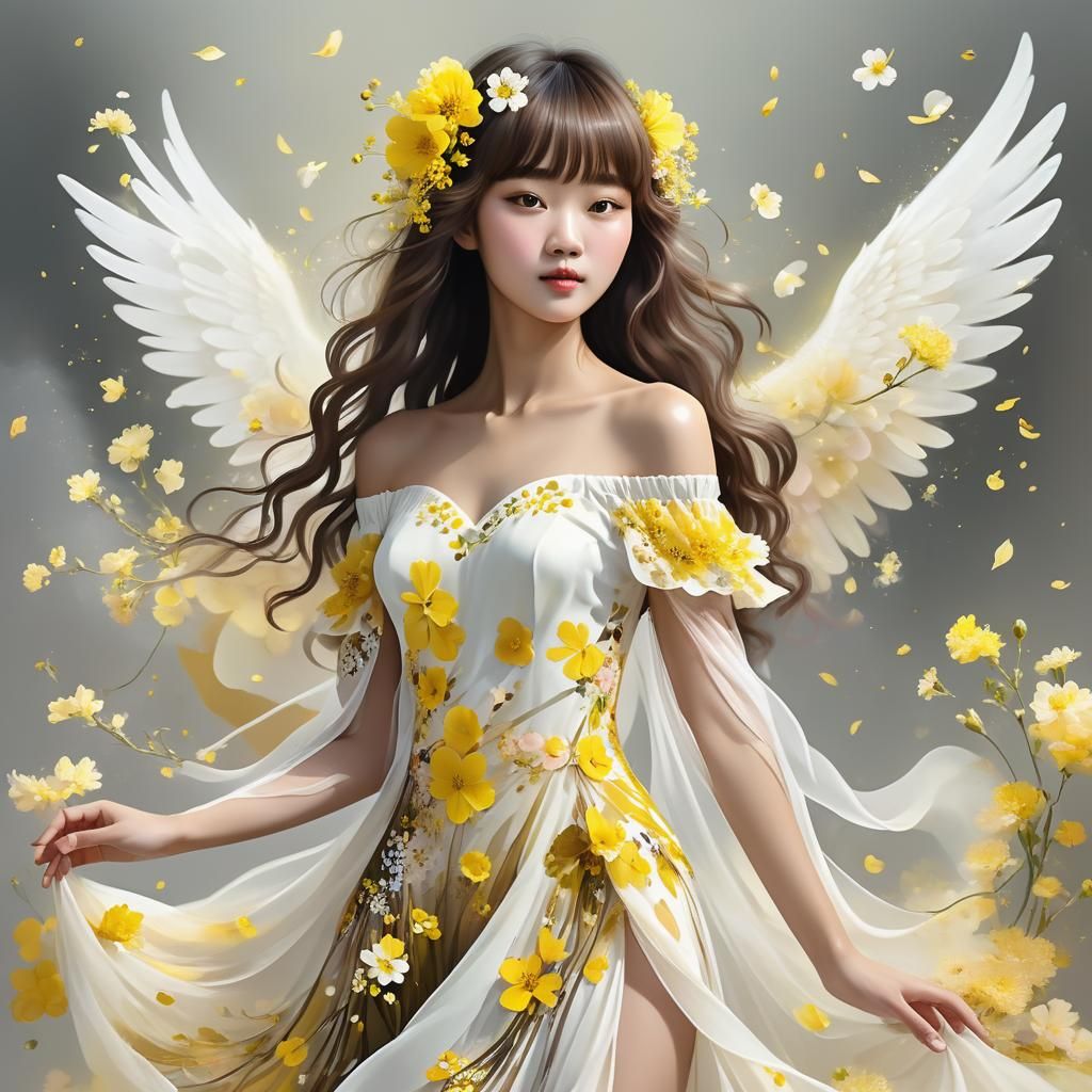 Woman with Flowers: Ethereal Digital Art