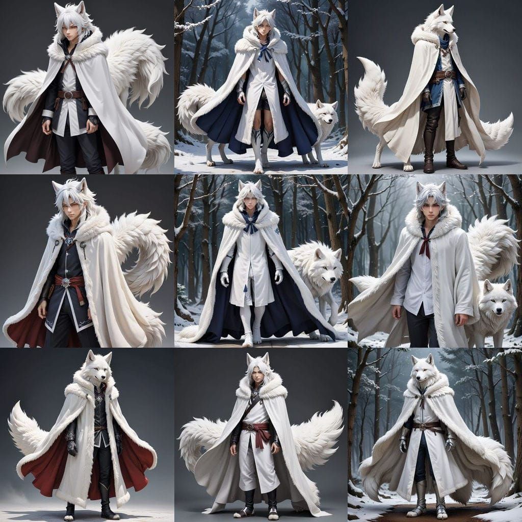 Wolf Human Hybrid in Elegant White Cloak