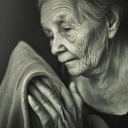 Renaissance Style Old Woman Washing Clothes
