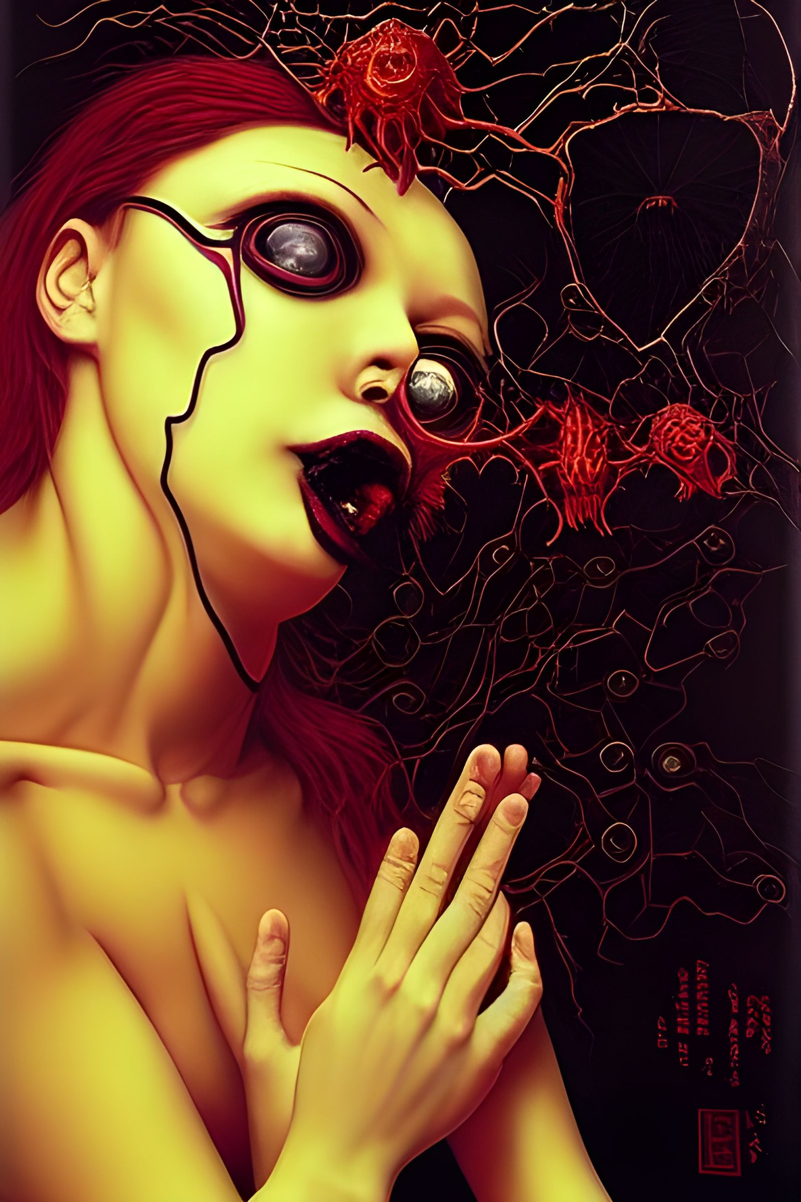 Frenzied Gothic Portrait in Biopunk Style