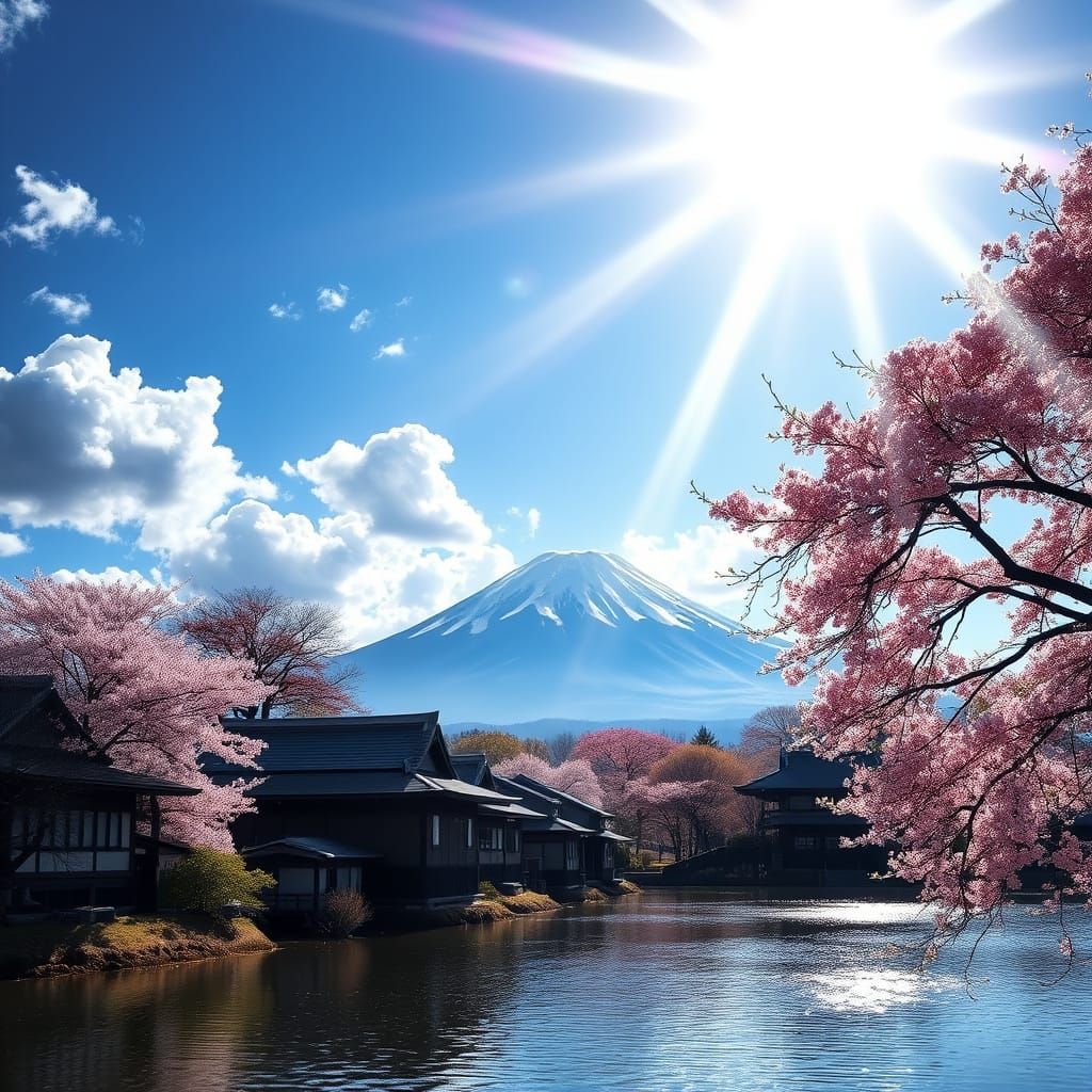 Cherry Blossom Paradise with Mt Fuji's Majestic Presence