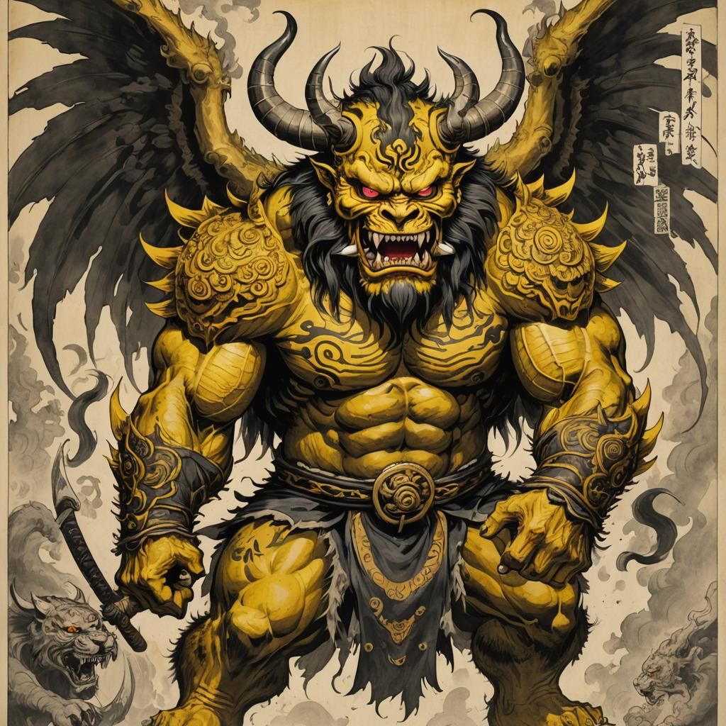 Japanese Oni with Shinigami Wings near Sapporo