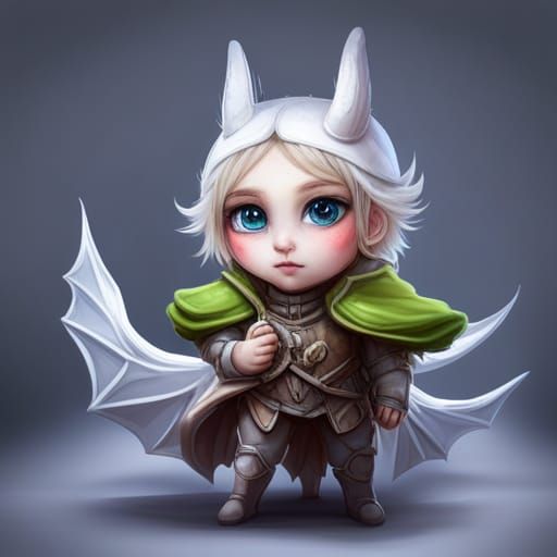 Cute Armored Chibi Bat Portrait in Digital Art Style