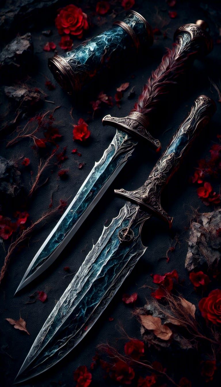 Ornate Pagan Sword with Runes and Leather Handle