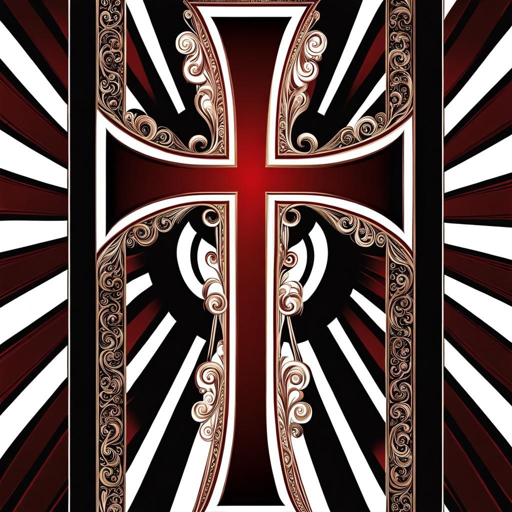 Christian Cross in Red and Brown Tones