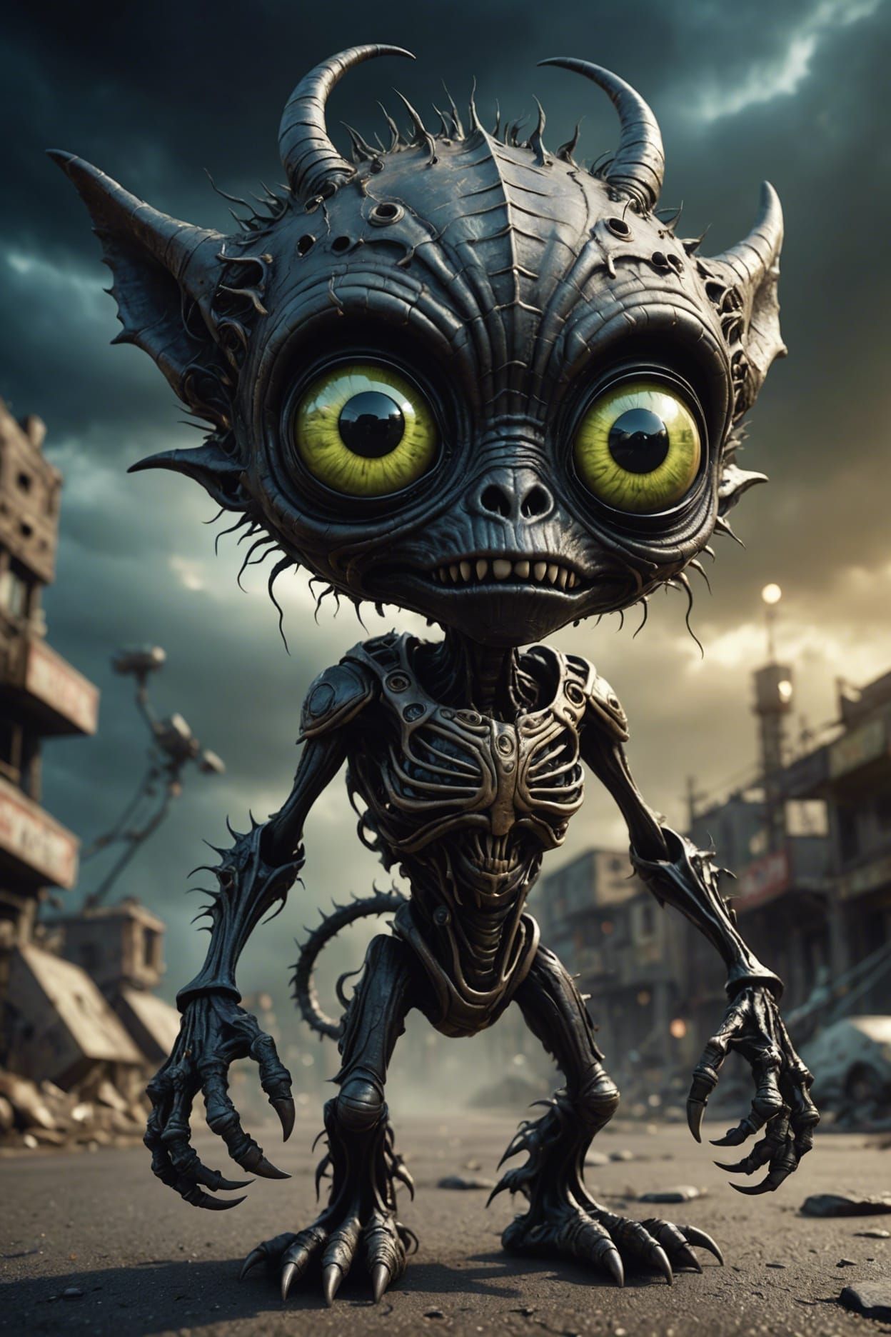 Hyperdetailed Ebony Monster in Dark Fantasy Style