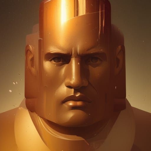 Hyperdetailed Moai Portrait in Volumetric Lighting