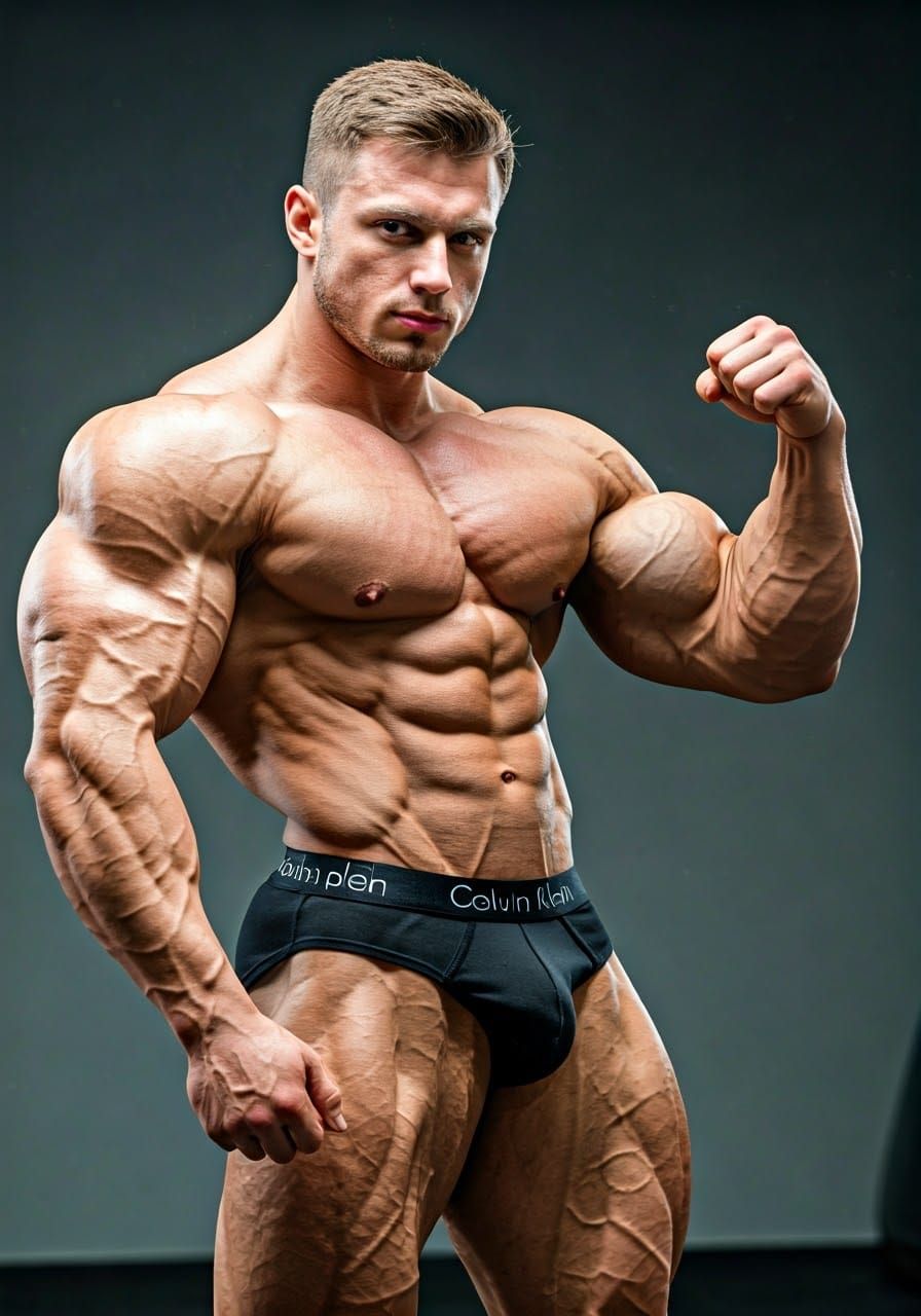 Hyper-Muscular Bodybuilder Mirror Selfie