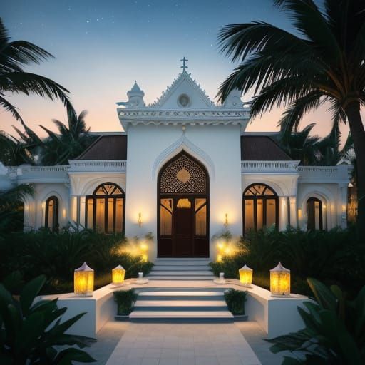 Luxurious Art Nouveau Villa with Black and White Arches