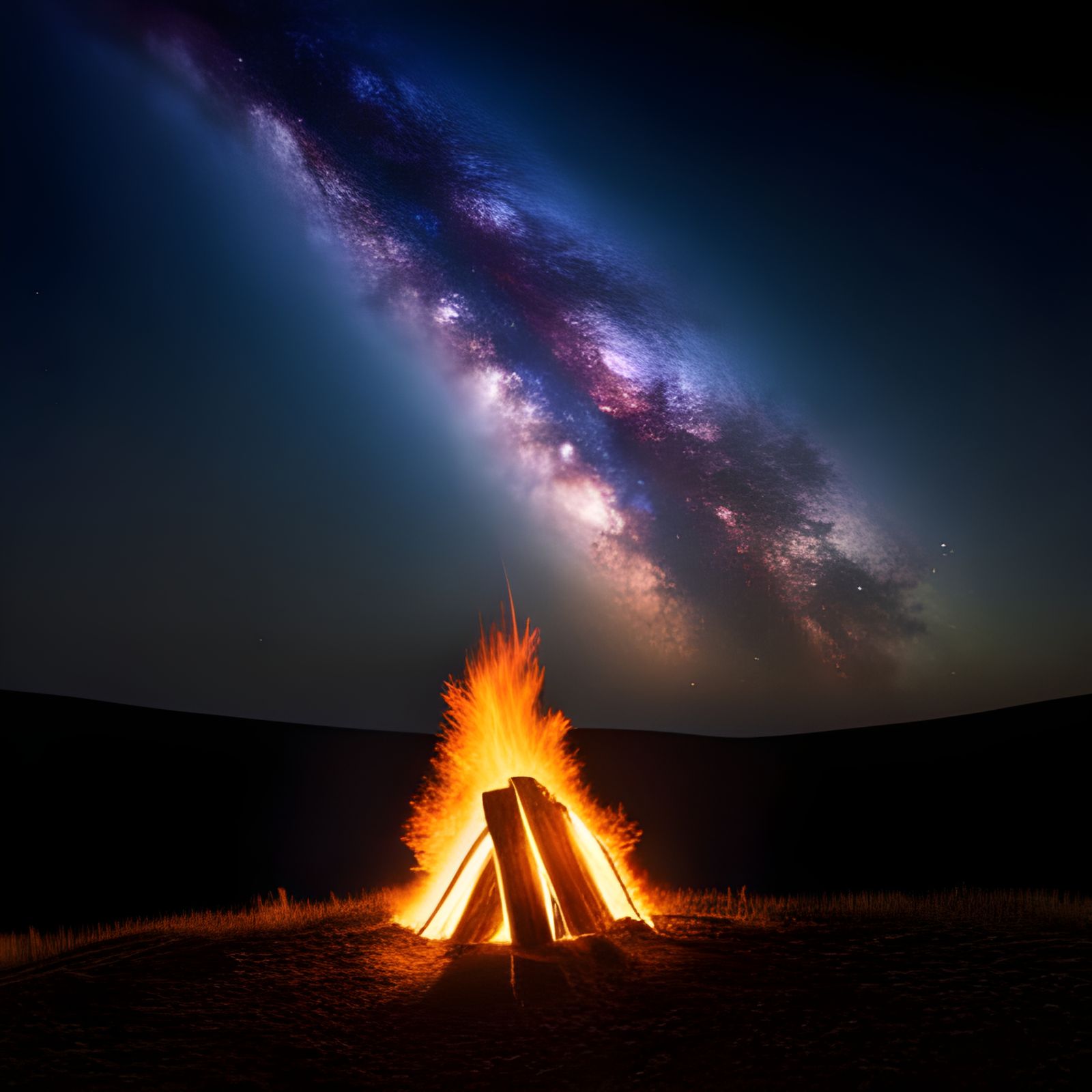 Serene Campfire Under a Galactic Sky