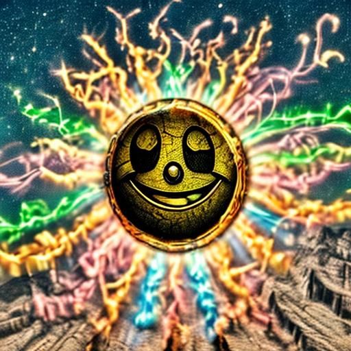 Glowing Smiley Face Floating in Space