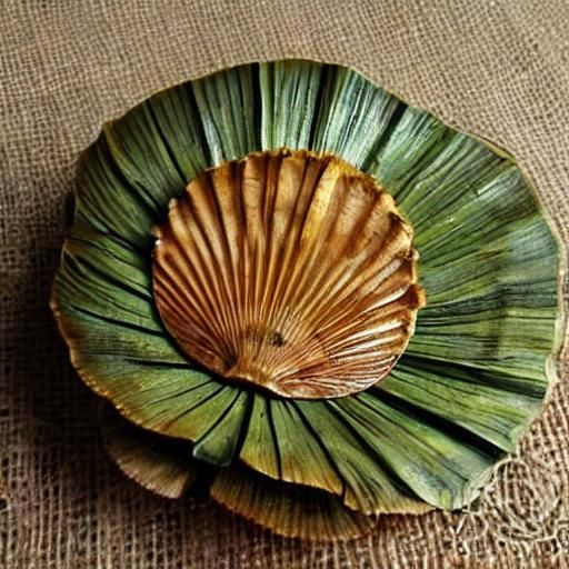 Detailed Guayacan Wood Carving of a Scallop Shell