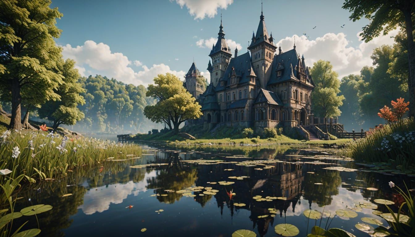 Woman Above Water in Dramatic 3D Game Style