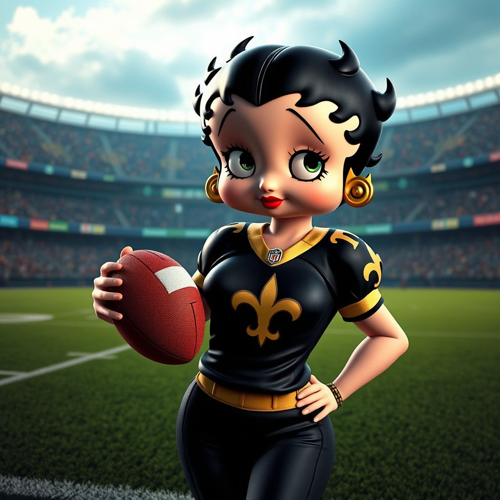Betty Boop as Football Player, Matte Painting