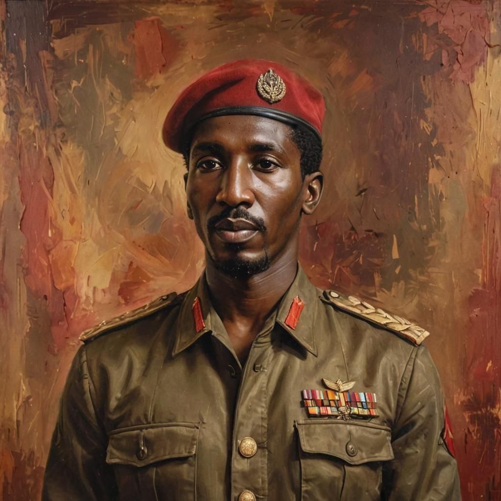 Portrait of Captain Thomas Sankara with Red Hat
