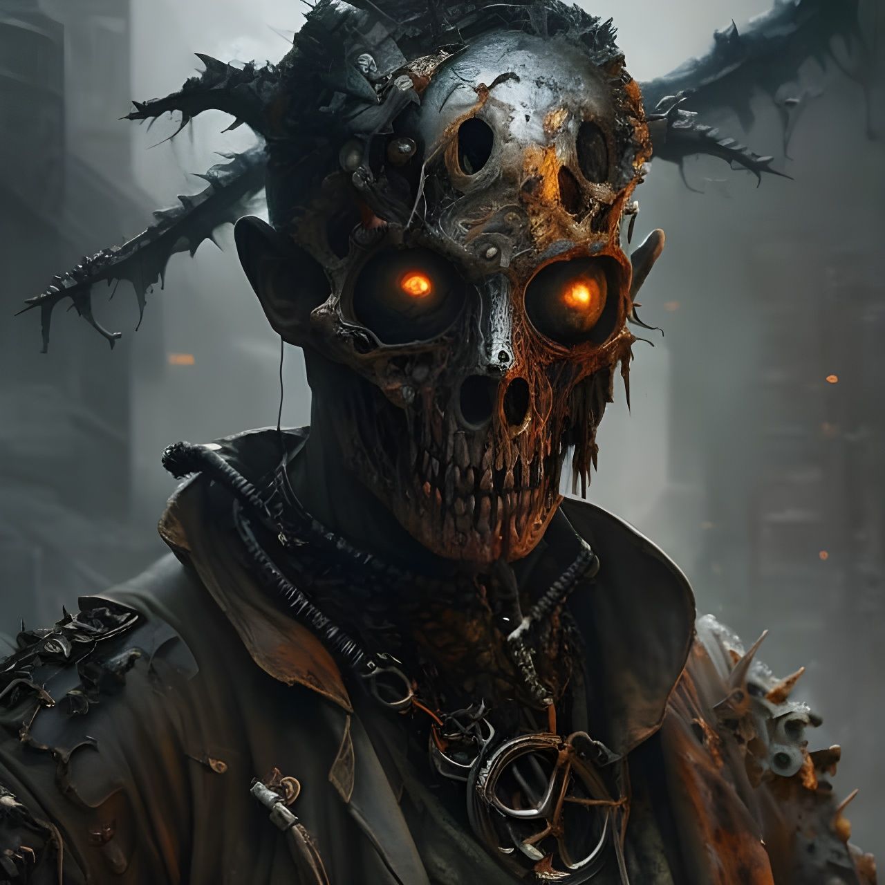 Hyperrealistic Zombie Portrait in Dark Fantasy Style