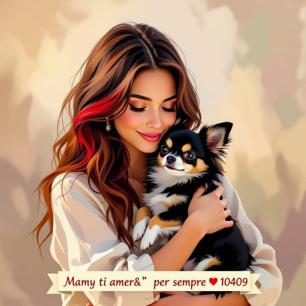 Woman With Red-Hued Brown Hair Holds Chihuahua