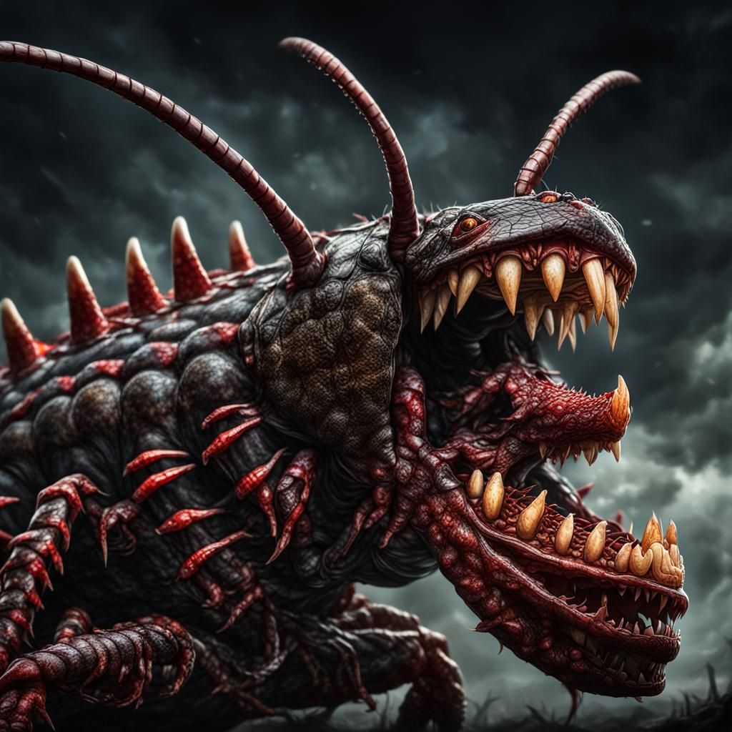 Hyperrealistic Giant Centipede in a Frenzy