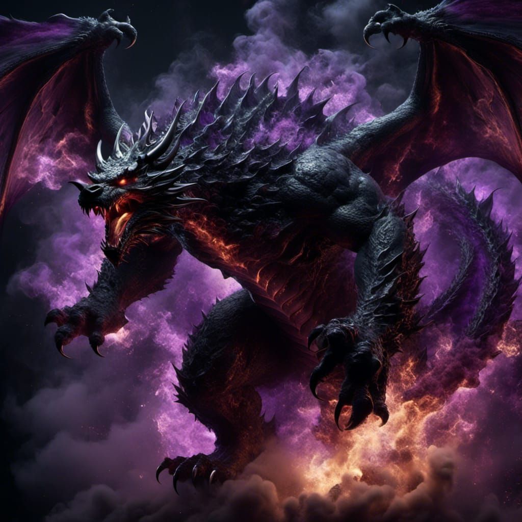 Frosty Demon Dragon Bear in Smoky Darkness