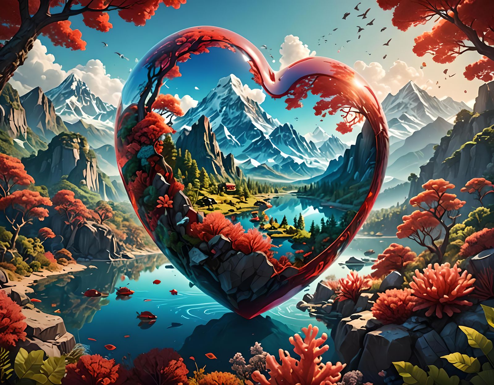 Earth in Glass Heart: Global Landscapes
