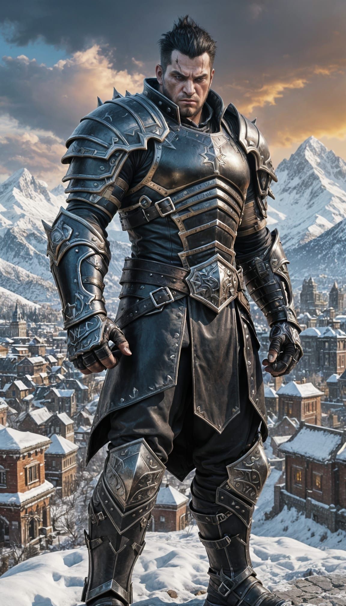 Fearsome Armored Warrior in Warcraft Style