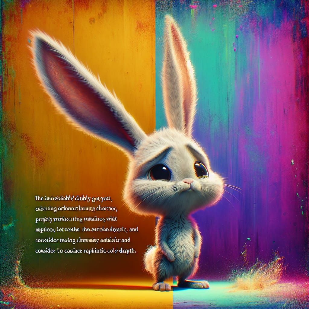 Cute Weary Bunny in Colorful Splash Art Style