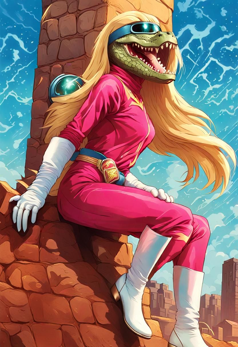 Kaiju Crocodile Superhero in Comic Book Style