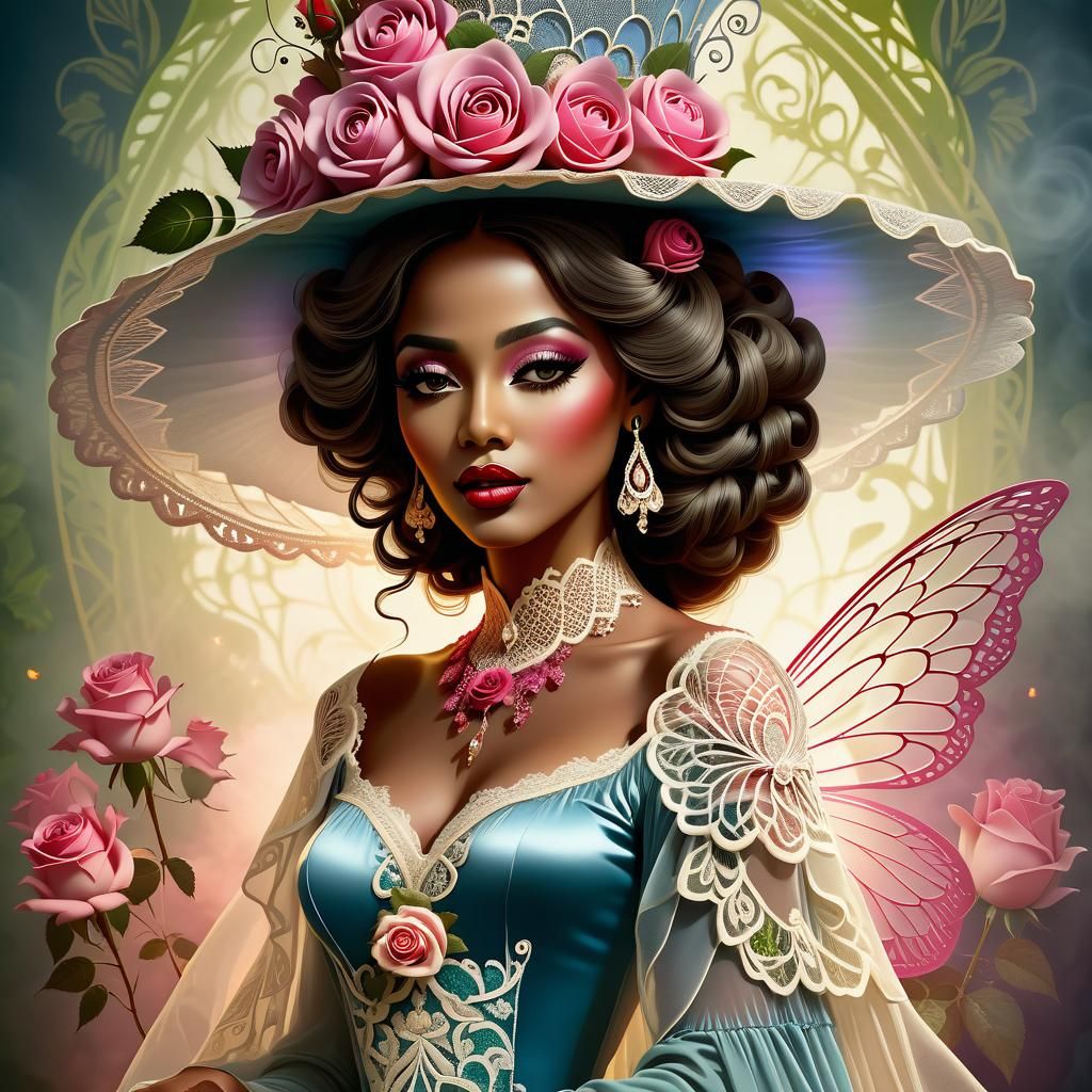 Modestly Dressed Fairy in Gothic Generative Art