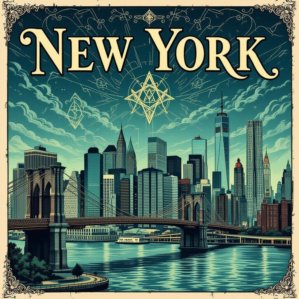Illuminati New York Skyline Illustration