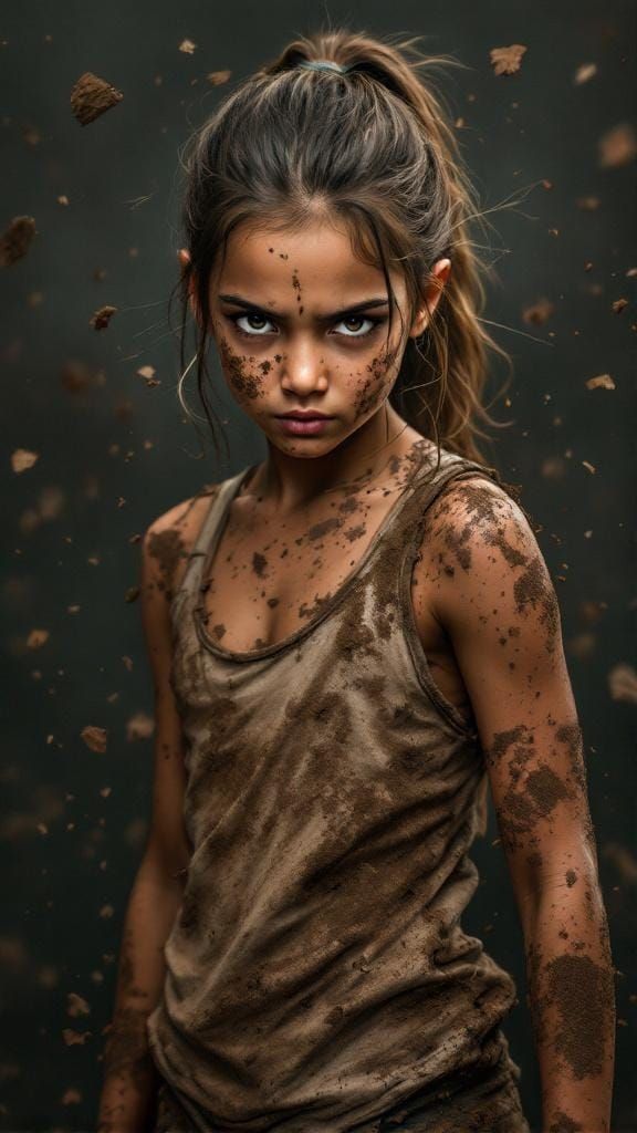 Determined South Asian Girl in Dramatic Studio Portrait