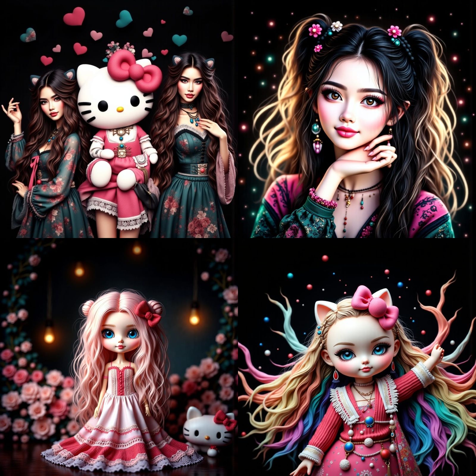 Hello Kitty Human Doll in Detailed 3D Anime Art Style