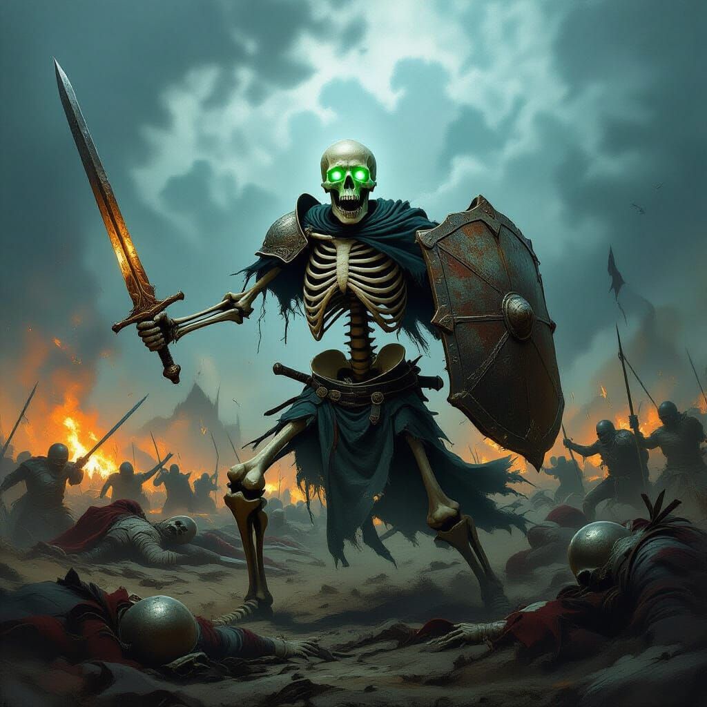 Skeletal Warrior in Dark Fantasy Battlefield