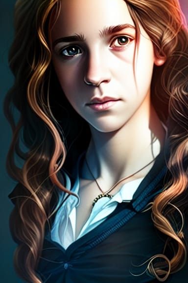 Hermione Granger Portrait in Hyperdetailed Style