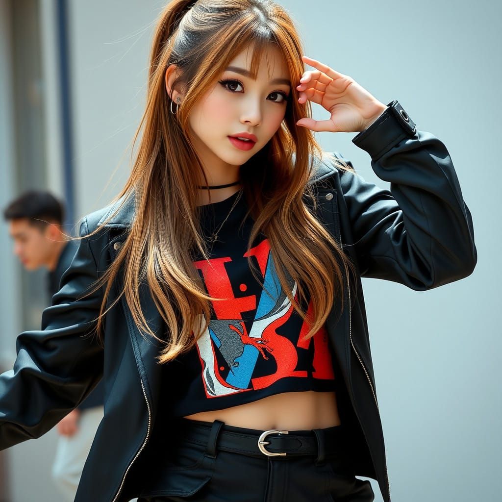 Vibrant K-Pop Idol in Motion