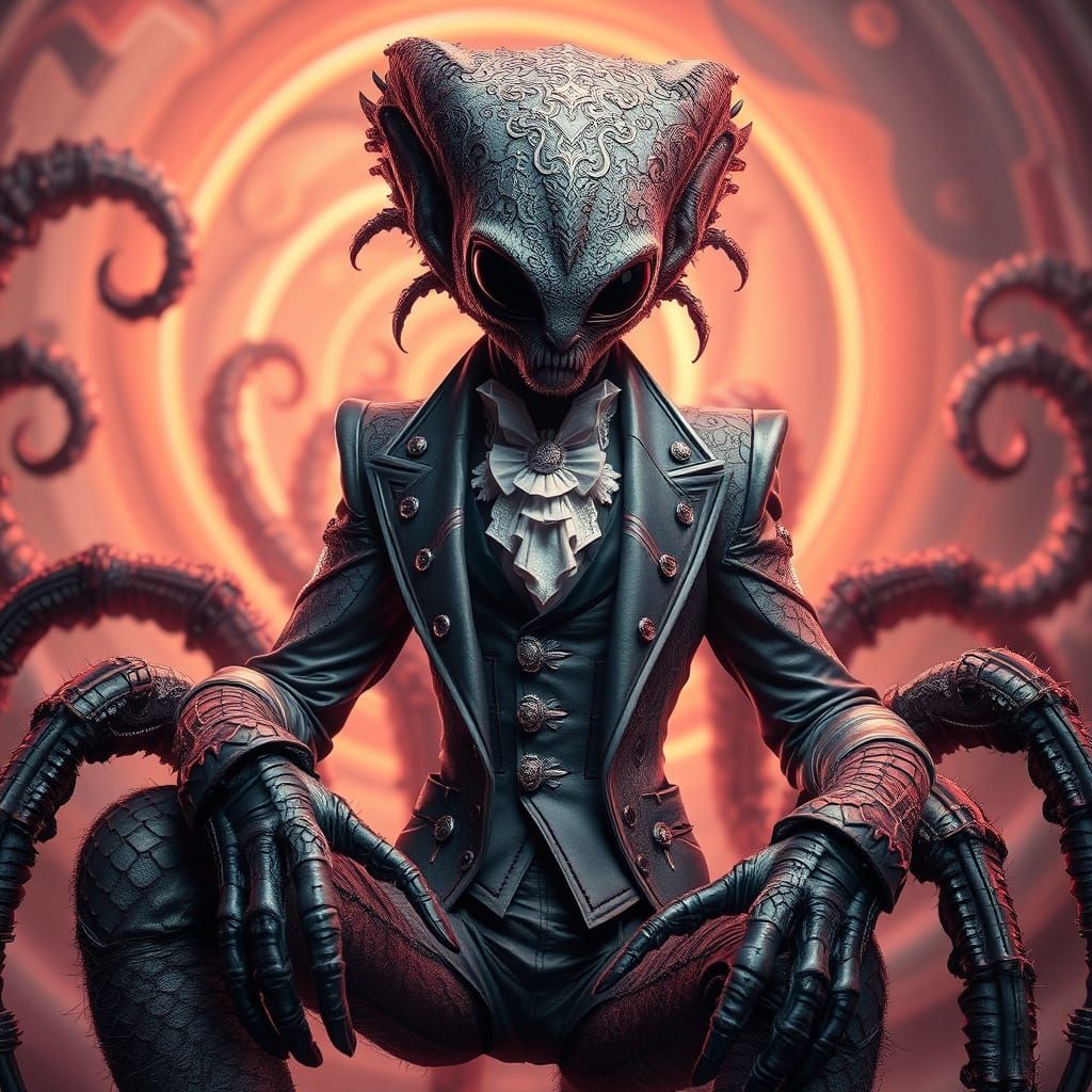 Victorian Alien Tarantula in Hyperrealistic Style